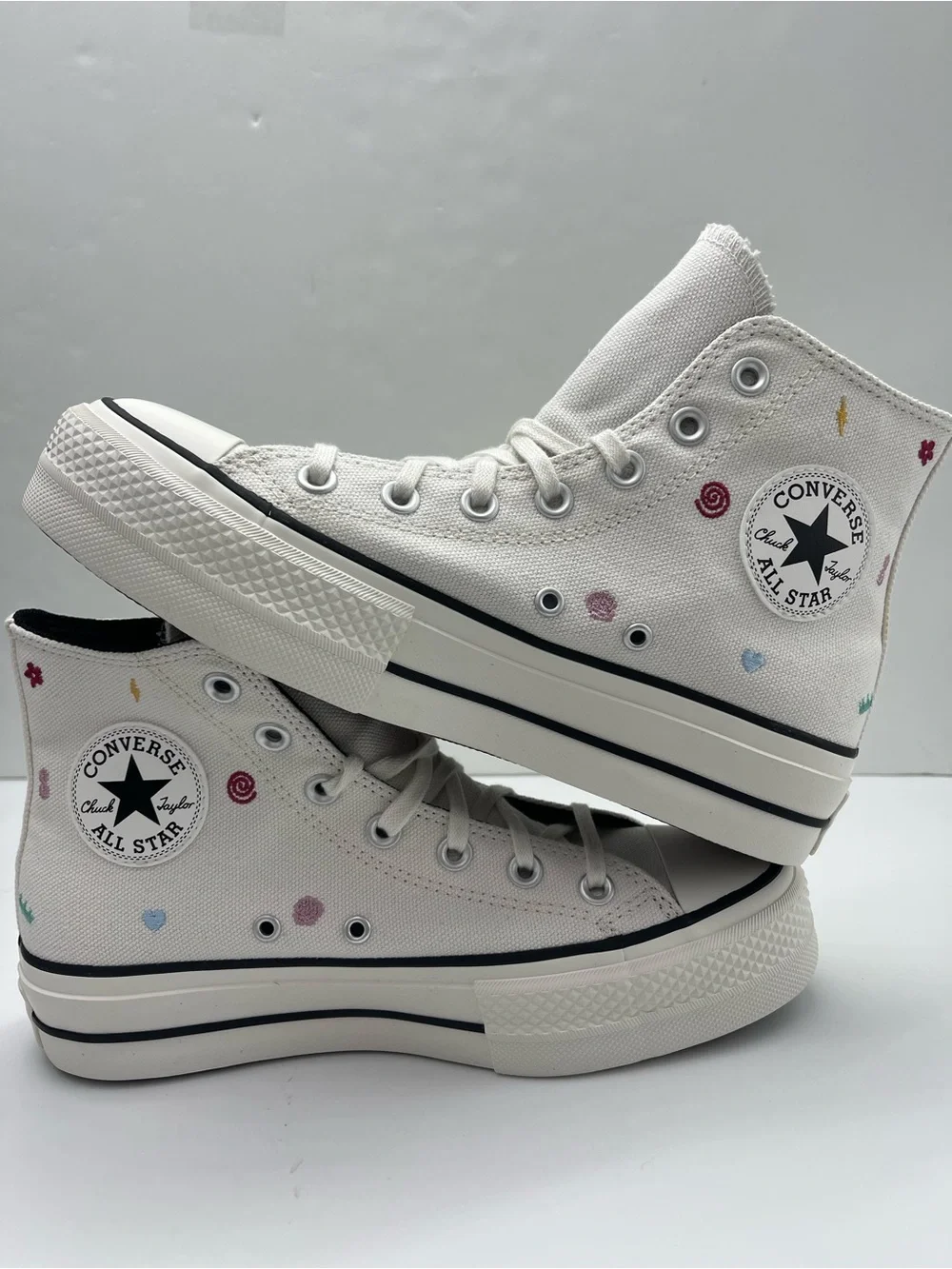 Converse CTAS LIFT HI VINTAGE WHITE/VINTAGE WHITE Platform High Top Embroidery